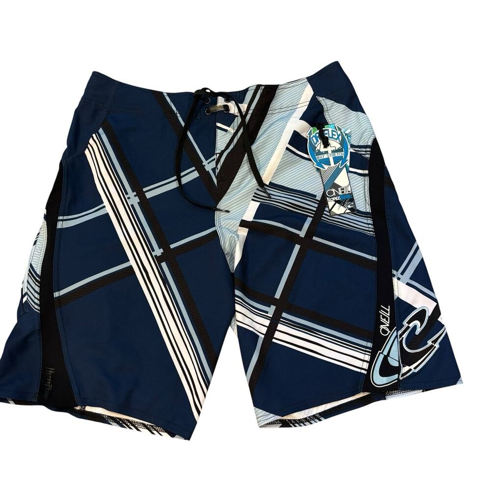 O'Neill Lopez Freak Boardshorts 36 11" Inseam Blue Plaid Deadstock Surfer